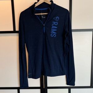 Nike Dri-Fit Team Apparel 1/4 zip RAMS long sleeve blue shirt. Size Medium